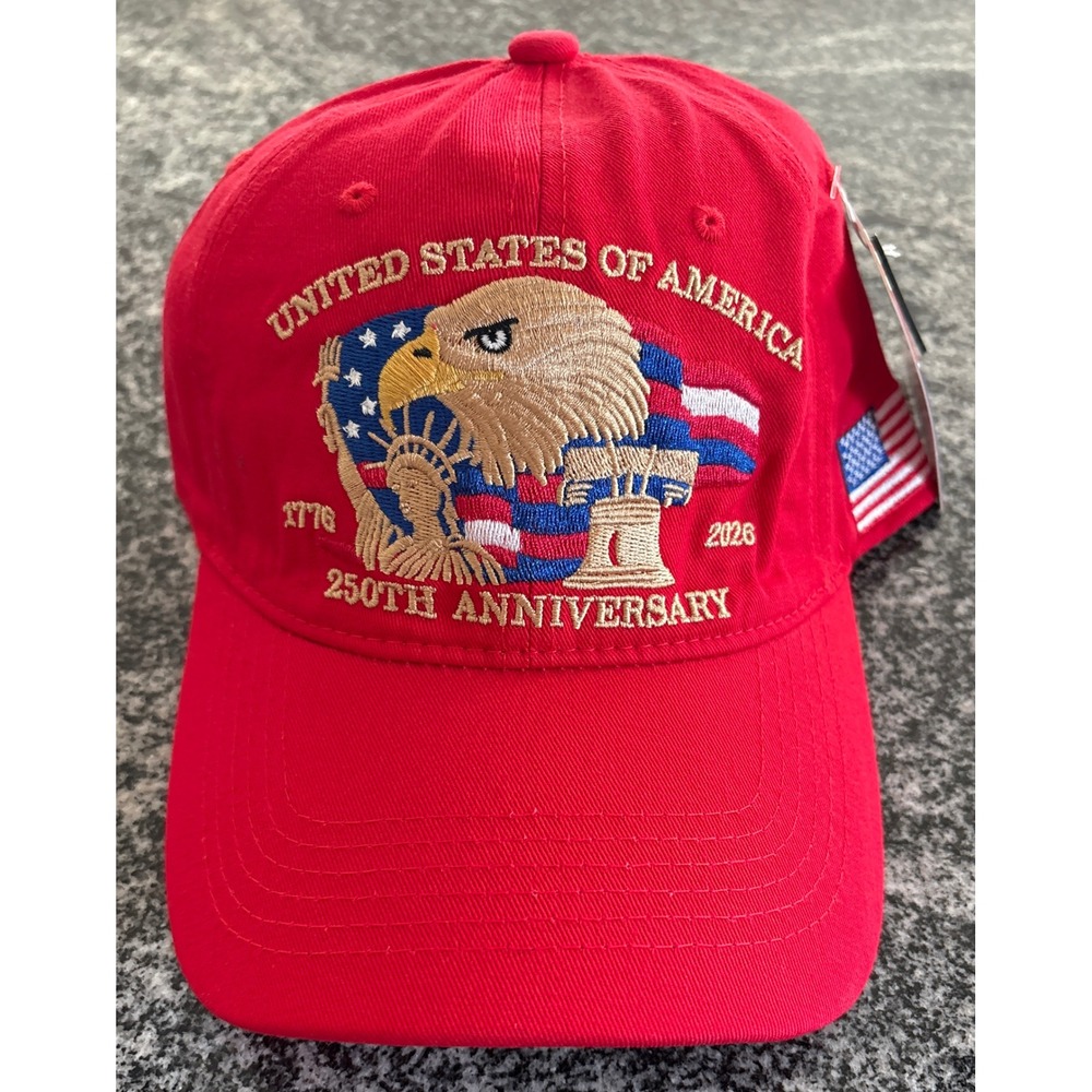 NWT Unisex USA 250th Anniversary Patriotic Baseball Hat - OSFM - Red